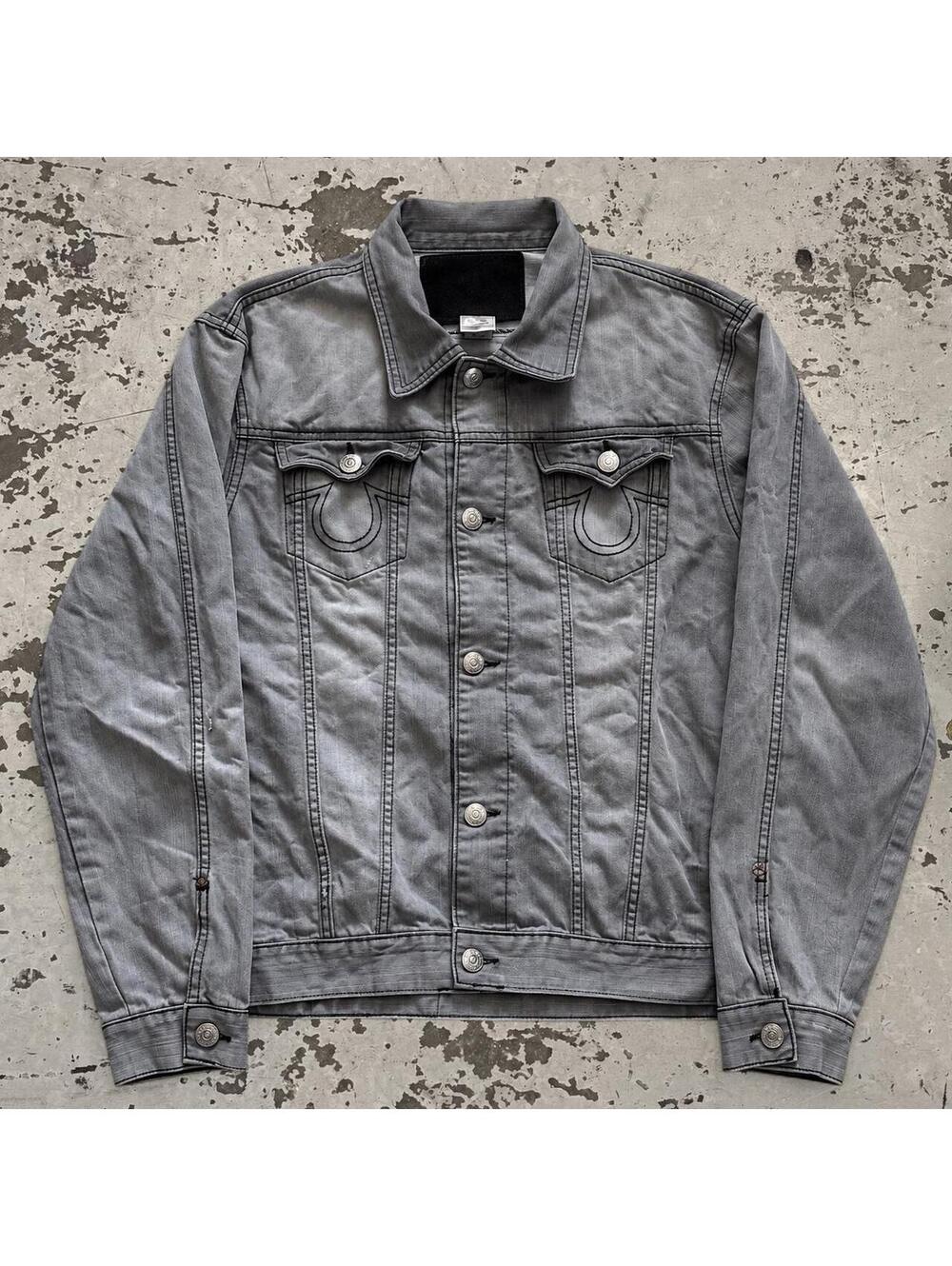 Mens True Religion Grey and Black Jacket Size XXL